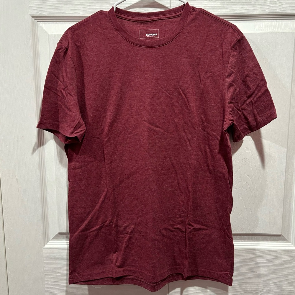 SONOMA Men's Lightweight Short Sleeve Tee T Shirt Top - burgundy, size M